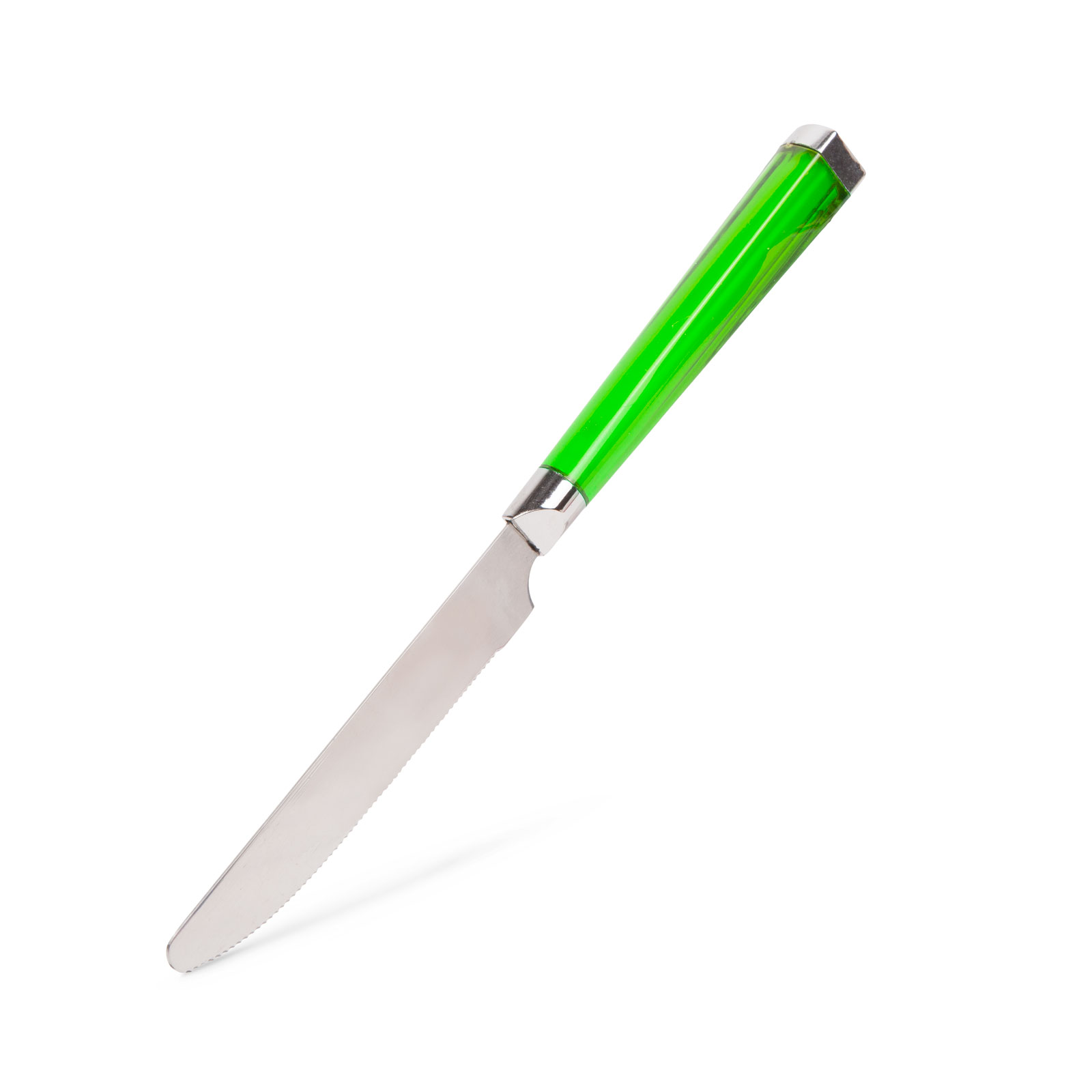 Cutlery set - green - 4 pcs - with plastic handle thumb