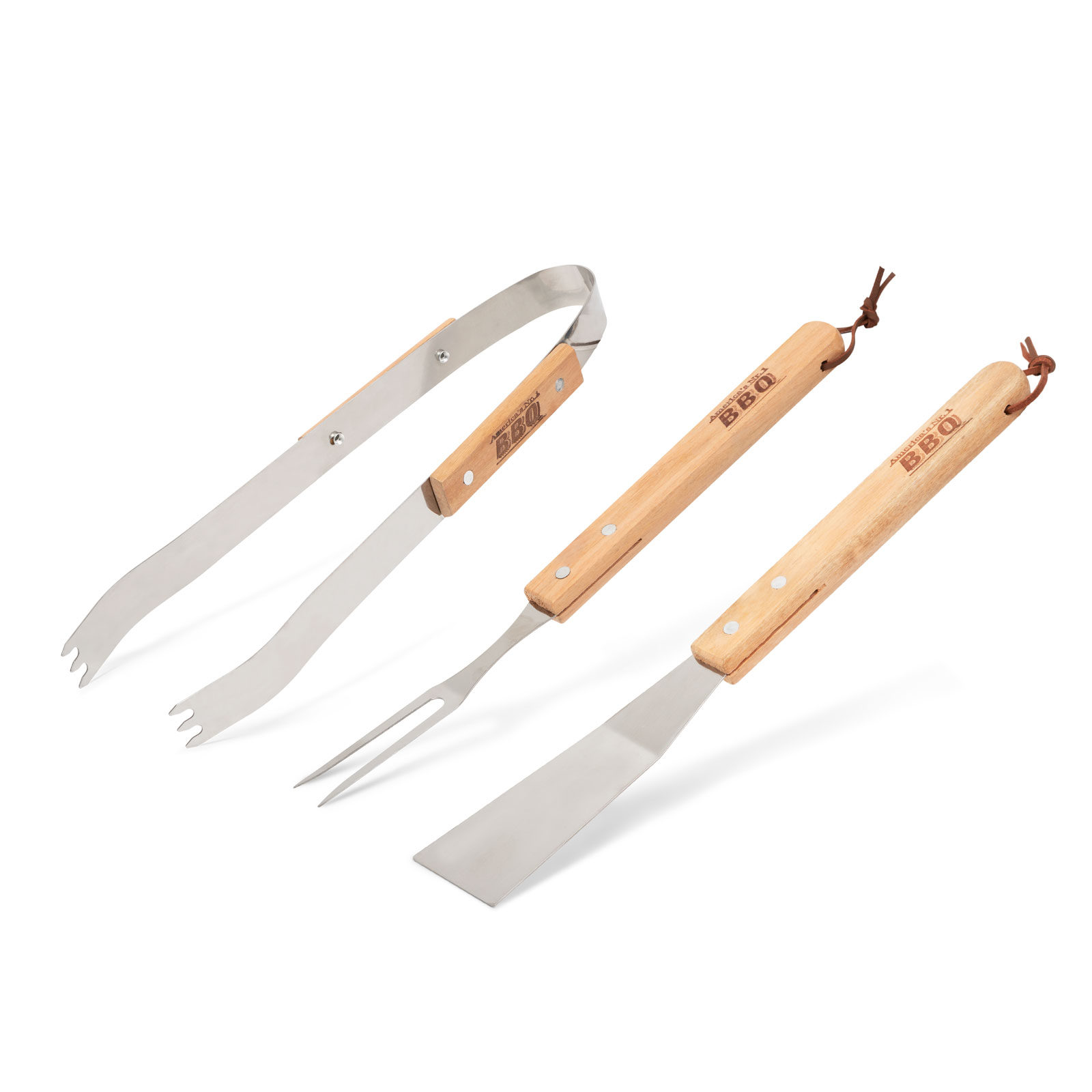 Grill tool kit - 3pcs - with wooden handle thumb