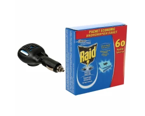 Set dispozitiv electric universal 12/24V si pastile impotriva tantarilor Raid 60buc