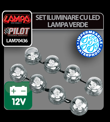 8 db LED világítás Lampa 12V - Zöld thumb
