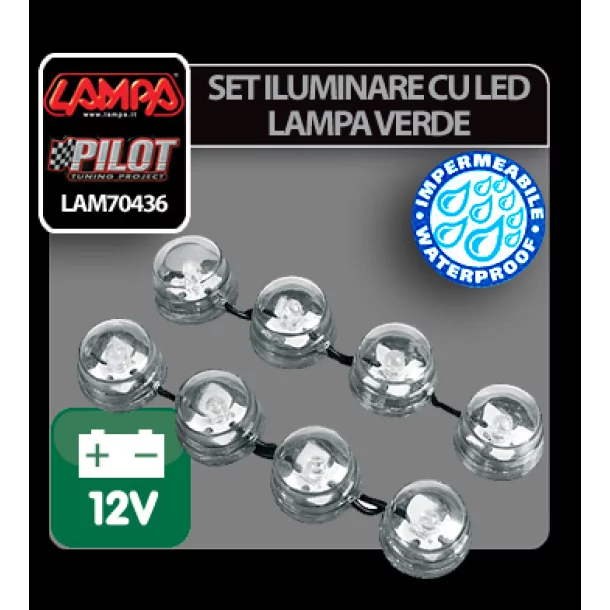 Set iluminare cu Led 8buc Lampa 12V - Verde