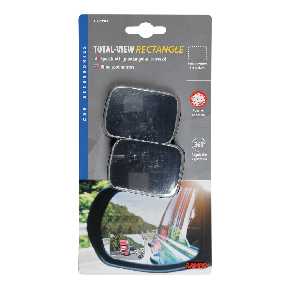 Total View Adjustable blind spot mirror set, 2pcs - Rectangle - 64x45mm thumb