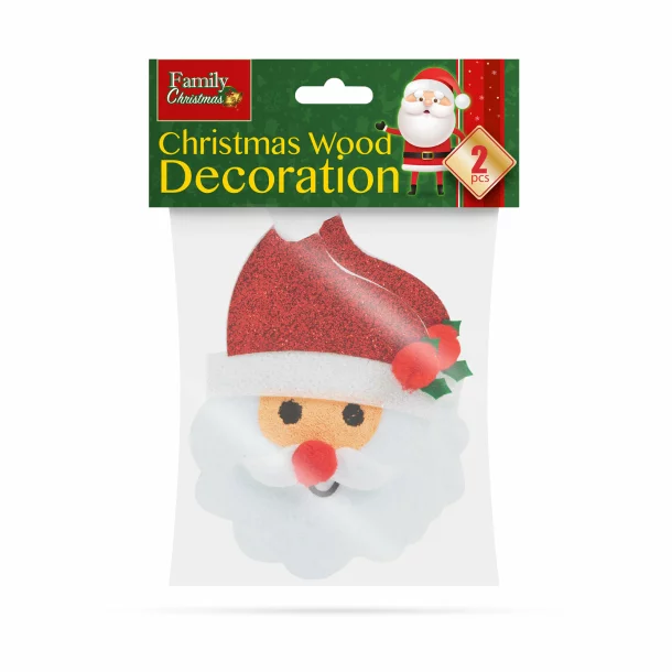 Set ornamente de pom - model Moş Crăciun - 2 buc. /pachet