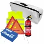 Set pachet prim ajutor auto, trusa sanitara PET, stingator 1kg Cridem, triunghi presemnalizare 2buc, vesta reflectorizanta, geanta organizatoare Alb