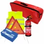 First aid package for car, extinguisher, first aid kit PET, 2pcs warning triangle, warning waistcoat, trunk organizer Red