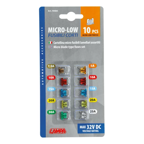 Set 10 micro-low profile fuses, 12/32V