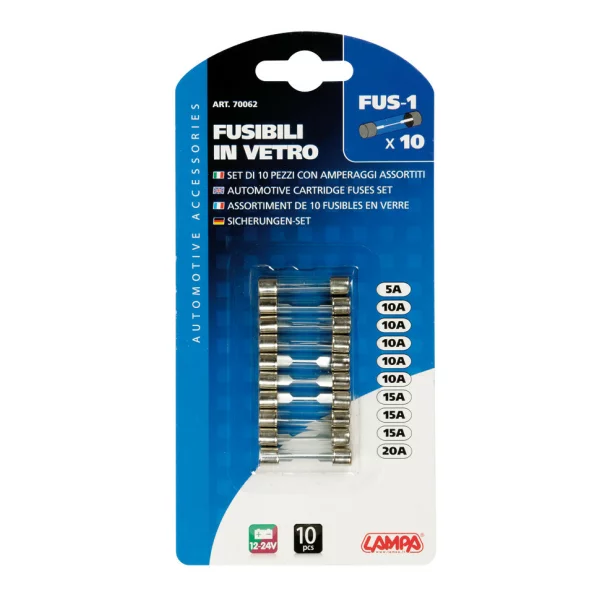 Set 10 assorted glass fuses