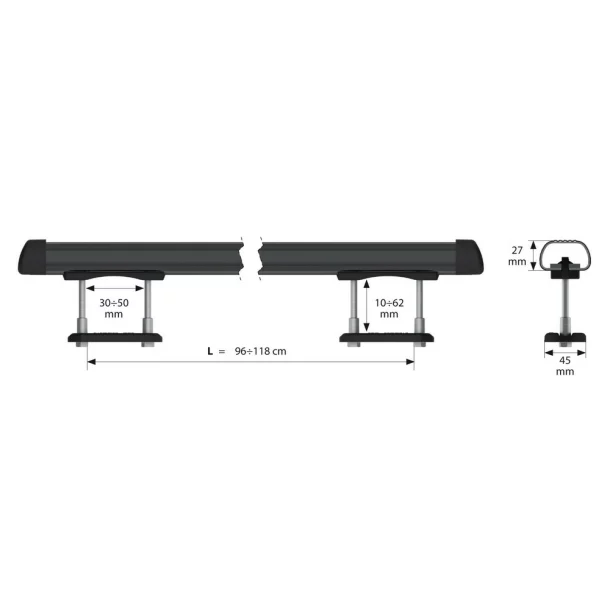 Set suporti portbagaj complet Club din otel, montaj pe bare longitudinale 2buc - L - 127cm