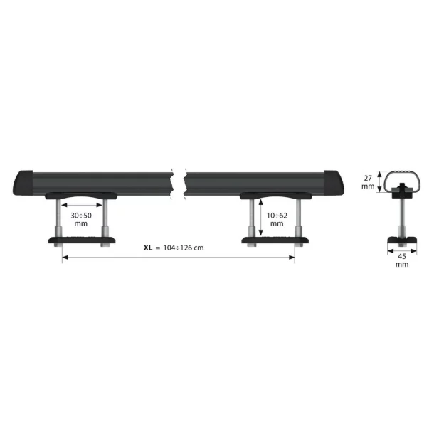 Club acél tetőcsomagtartó rúd szett, hosszanti rúdakon szerelhető 2db - XL - 135 cm