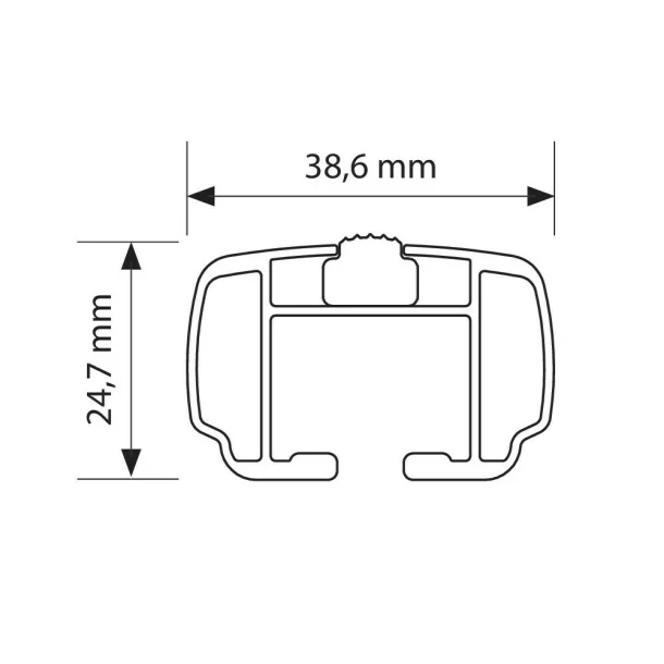 Helio Rail (Yuro) aluminium tetőcsomagtartó rúd szett, hosszanti rúdakon szerelhető 2db - L - 127 cm