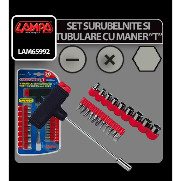 Set surubelnite si tubulare cu maner T Lampa