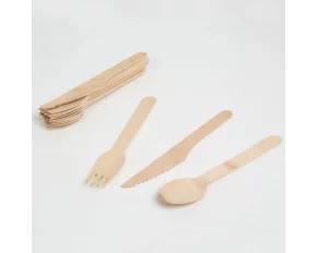 Wooden cutlery set - fork, spoon, knife - 12 pieces