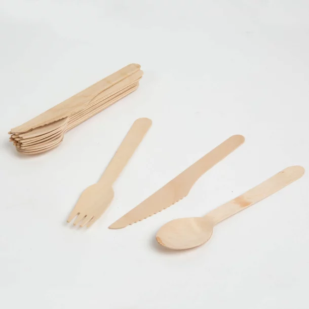 Wooden cutlery set - fork, spoon, knife - 12 pieces