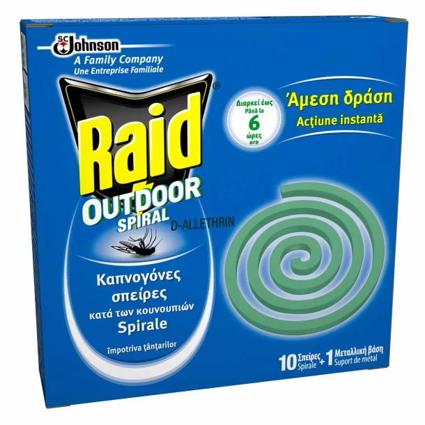 Spirale impotriva tantarilor Raid, pentru exterior, 10buc