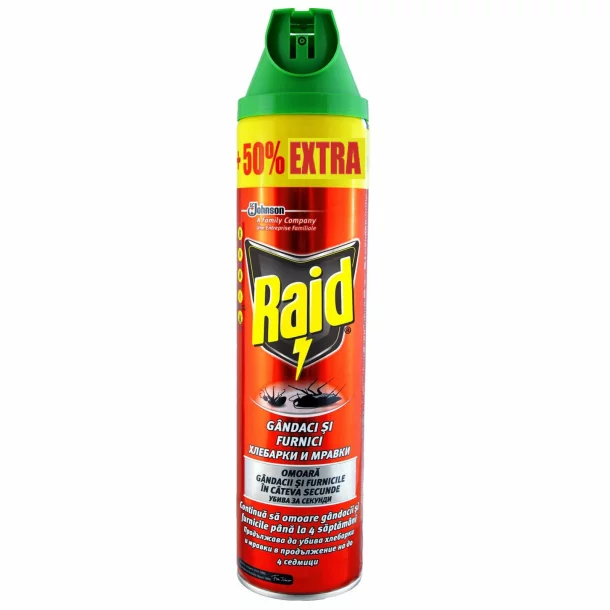 Raid csótány és hangyairtó spray, 600ml +50% EXTRA