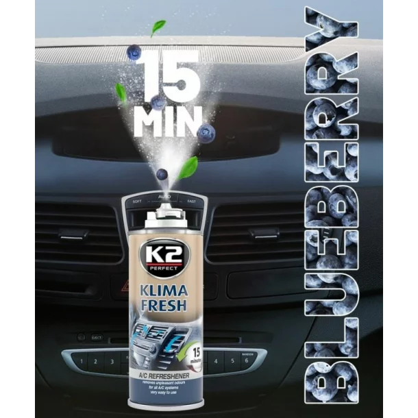 Klímaberendezés tisztító és fertőtlenítő spray, K2 KLIMA FRESH, 150ml, Áfonya