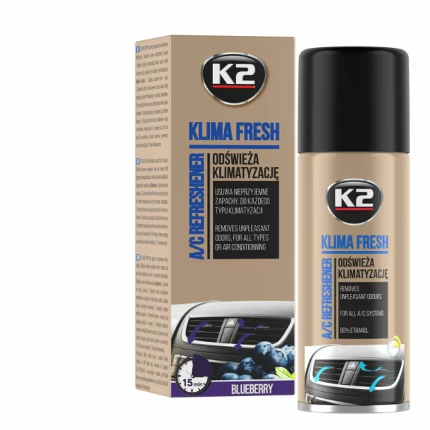 Spray pentru curatat si dezinfectat sistemul de aer conditionat, K2 KLIMA FRESH, 150ml, Coacaz