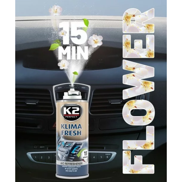 Klímaberendezés tisztító és fertőtlenítő spray, K2 KLIMA FRESH, 150ml, Virág