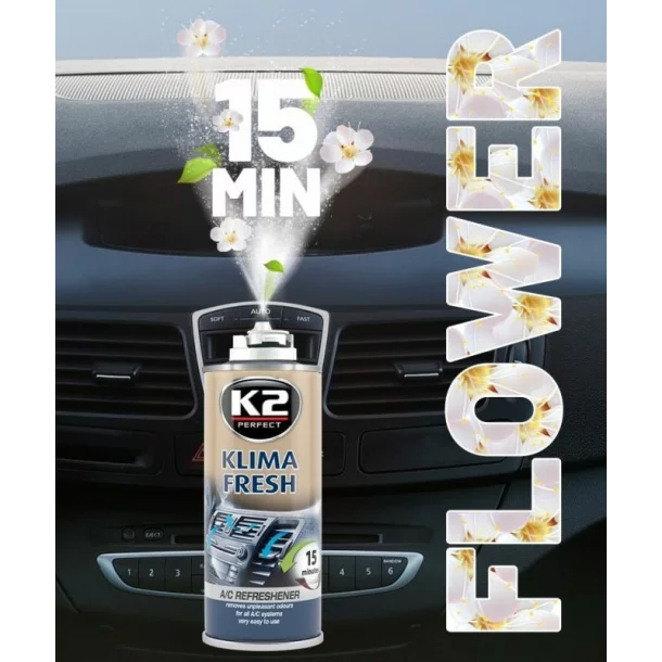 Spray pentru curatat si dezinfectat sistemul de aer conditionat, K2 KLIMA FRESH, 150ml, Floare