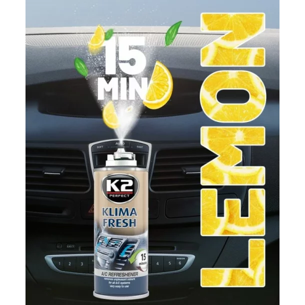 Klímaberendezés tisztító és fertőtlenítő spray, K2 KLIMA FRESH, 150ml, Citrom