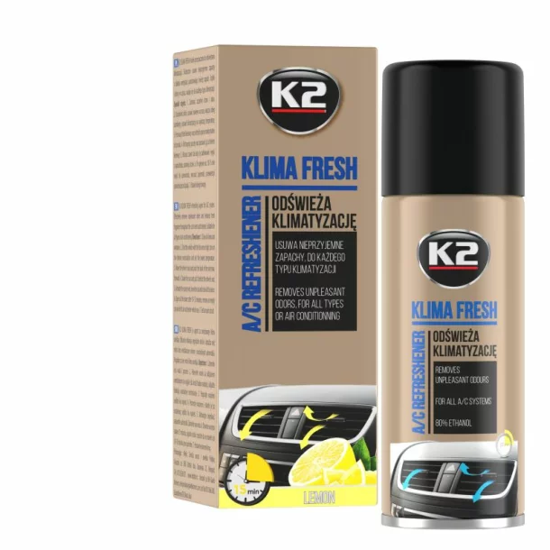 Spray pentru curatat si dezinfectat sistemul de aer conditionat, K2 KLIMA FRESH, 150ml, Lamaie