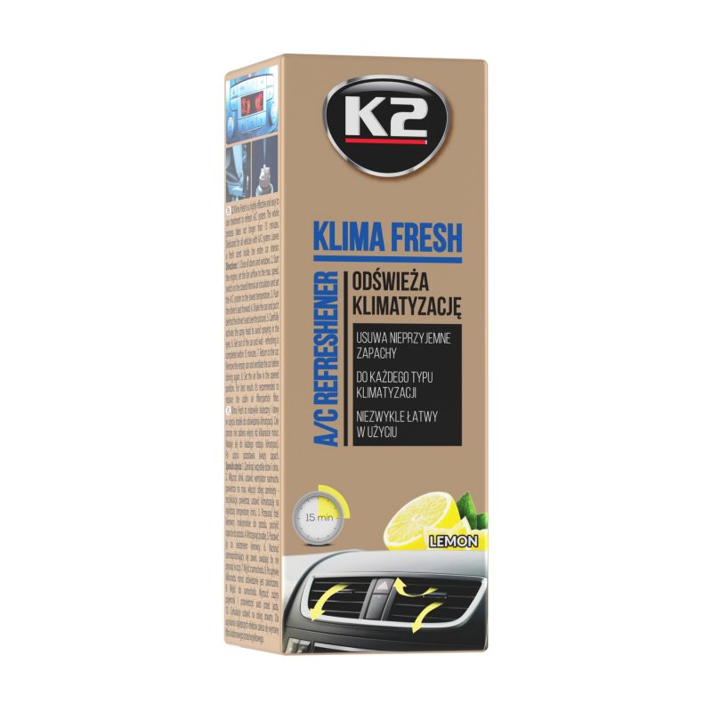Spray pentru curatat si dezinfectat sistemul de aer conditionat, K2 KLIMA FRESH, 150ml, Lamaie thumb
