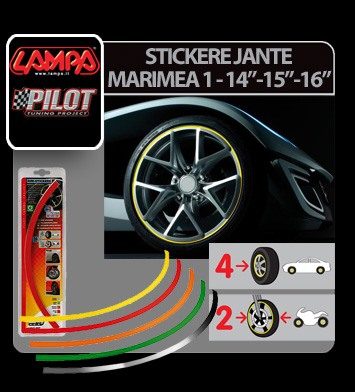 Stickere jante auto Marimea 1 - 14"-15"-16" - Portocaliu neon thumb