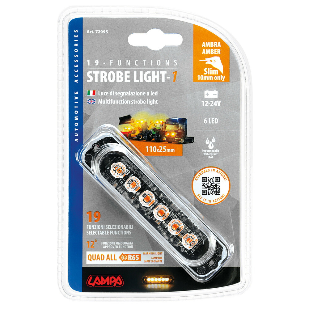 Multifunction strobe light, 6 Led, 12/24V - Amber thumb
