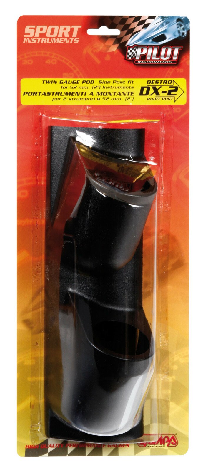 2 holes side post gauge pod SX2 (52 mm) - Black - Right thumb