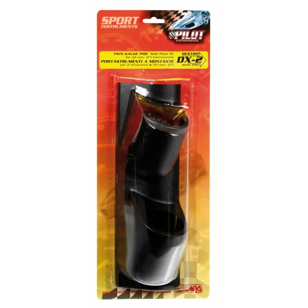 2 holes side post gauge pod SX2 (52 mm) - Black - Right