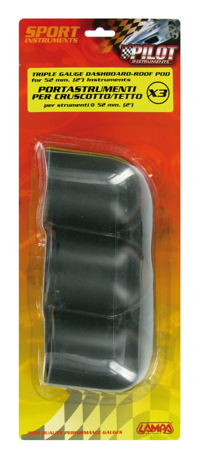 3 holes dashboard gauge pod X3 (52 mm) - Black thumb