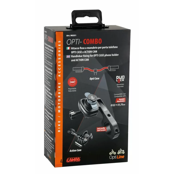 Opti Combo, handlebar fixing with action cam support