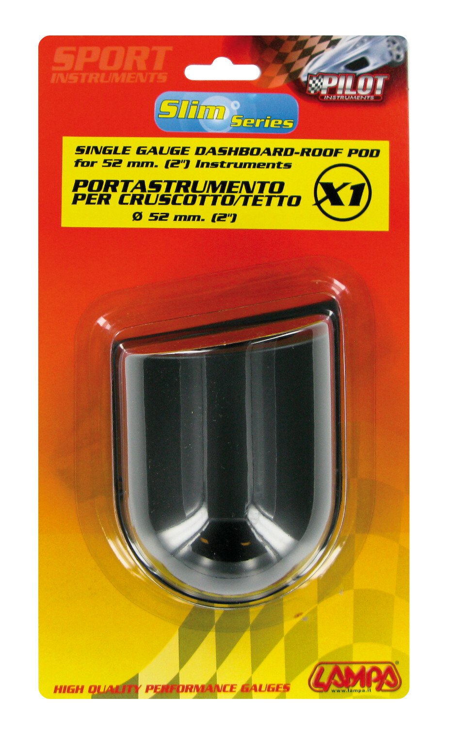 1 hole dashboard gauge pod X1 (52 mm) - Black thumb