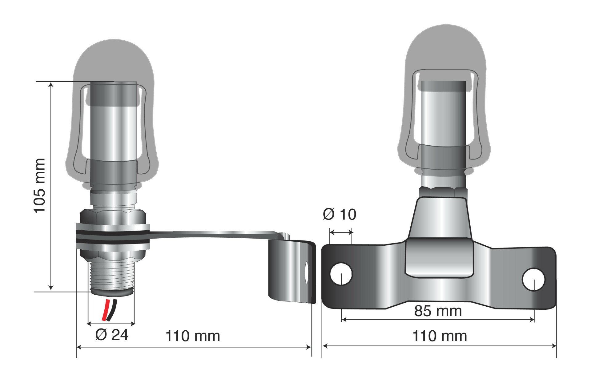 Fix-5, Din plug for rotating beacon lamps with bracket thumb