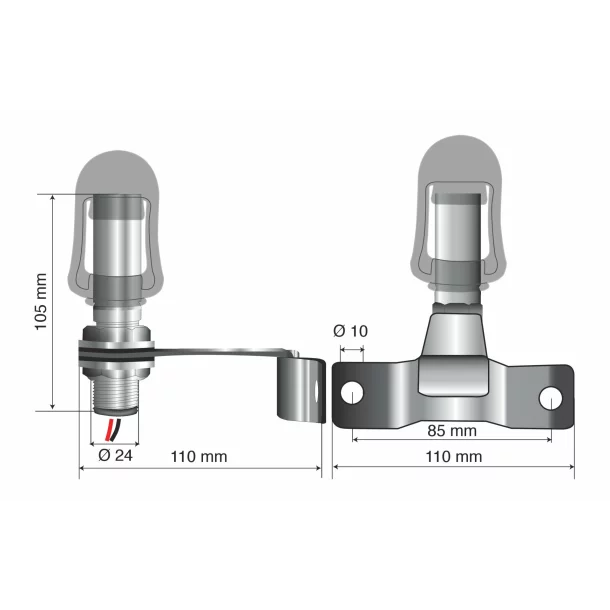 Fix-5, Din plug for rotating beacon lamps with bracket