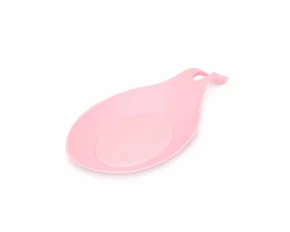 Suport roz, siliconic, anti-picurare pentru lingura de gătit - 20 x 10 x 2 cm