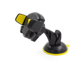 Mobile phone holder with suction cup, width 65-90mm, Black/Yellow