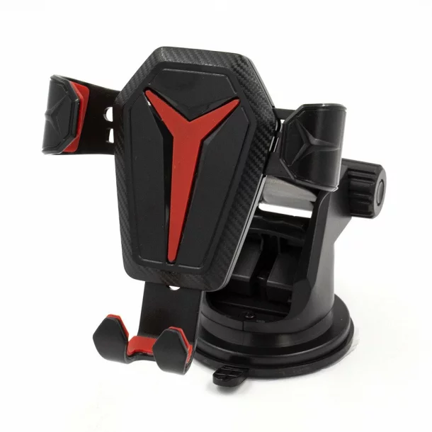 Mobile phone holder with suction cup, adjustable arm length 85-130mm, width 68-85mm, Black/Red