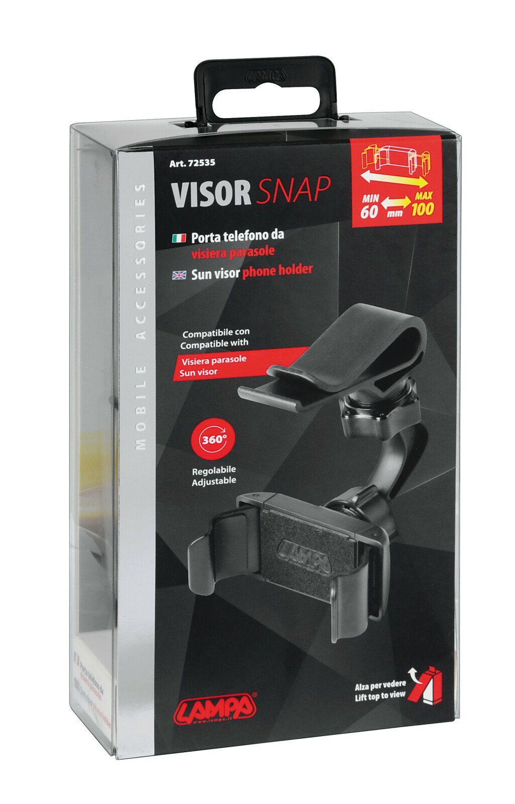 Suport telefon mobil la parasolar Visor Snap 55-80mm thumb