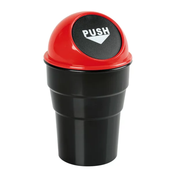Suport tip cos gunoi mini pentru bord auto Push-Bin Lampa - Rosu/Negru