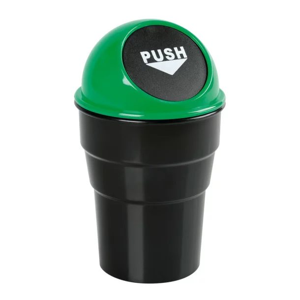 Suport tip cos gunoi mini pentru bord auto Push-Bin Lampa - Verde/Negru
