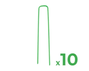 Țăruși pentru fixarea gazonului artificial - metal - verde - 3 x 15 cm - 10 buc/pachet