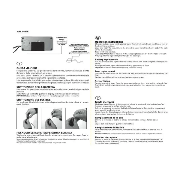 Termometru int-ext Lampa - 12/24V