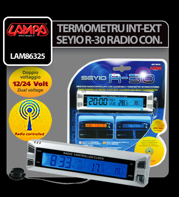 Seyio R-30 külső -belső hőmérő, óra , rádió kontroll 12/24V thumb