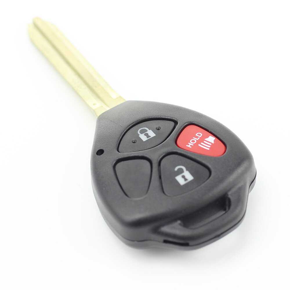 Toyota carcasa cheie 2+1 butoane cu buton rosu panica (fara logo) thumb