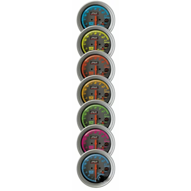 Tachometer gasoline 7 Colours Silver Line series 100mm