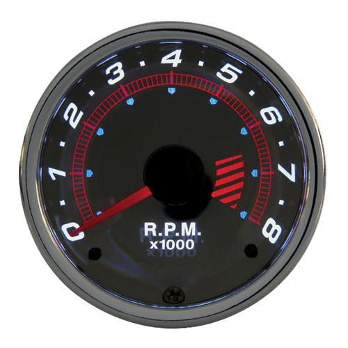 Tachometer 0-8000 RPM - Ø 2” (52 mm) Chrome series - 4 cylinder thumb