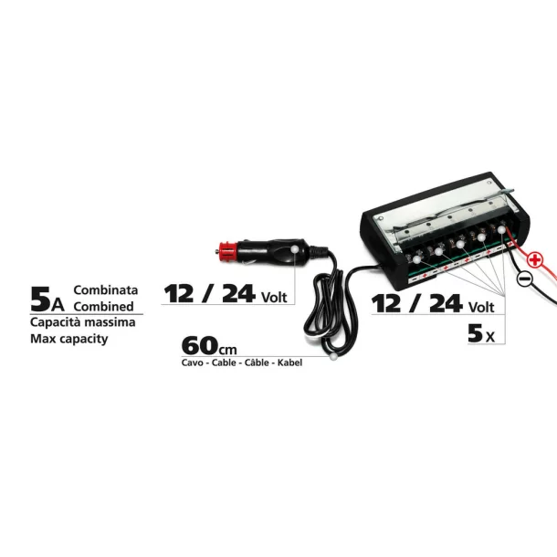 Unitate de control Power-5 cu 5 canale Lampa - 12/24V