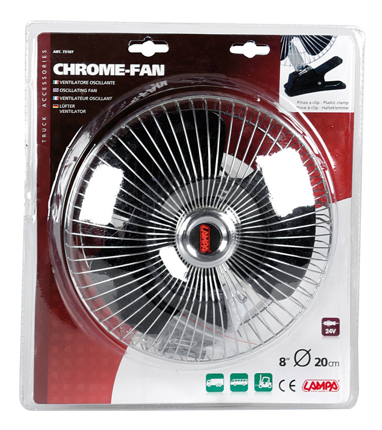 Chrome - Fan Ø 8” fém 24V-os oszcilláló ventilátor thumb