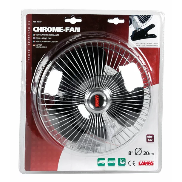Ventilator oscilant Chrome - Fan Ø 8” din metal 24V